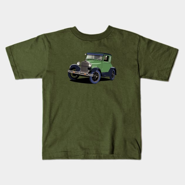 Ford Model A vintage car in green Kids T-Shirt by Webazoot